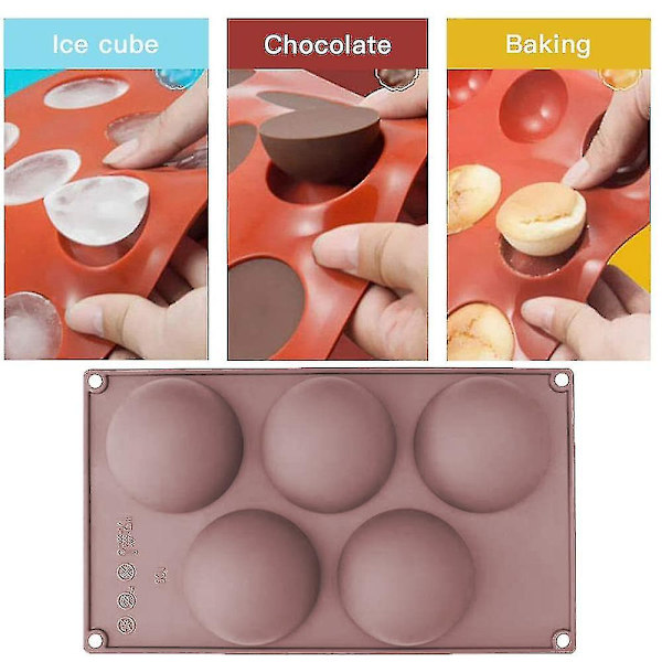3 pakker halvcirkel silikoneform, halv kugle chokolade, slik gummy