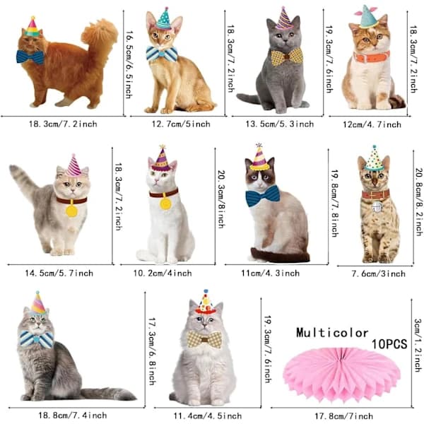 10 stk. Katte Honningvoks Bordpynt Bursdagsdekorasjon Festutstyr Katte-tema Kattebursdagsdekorasjon