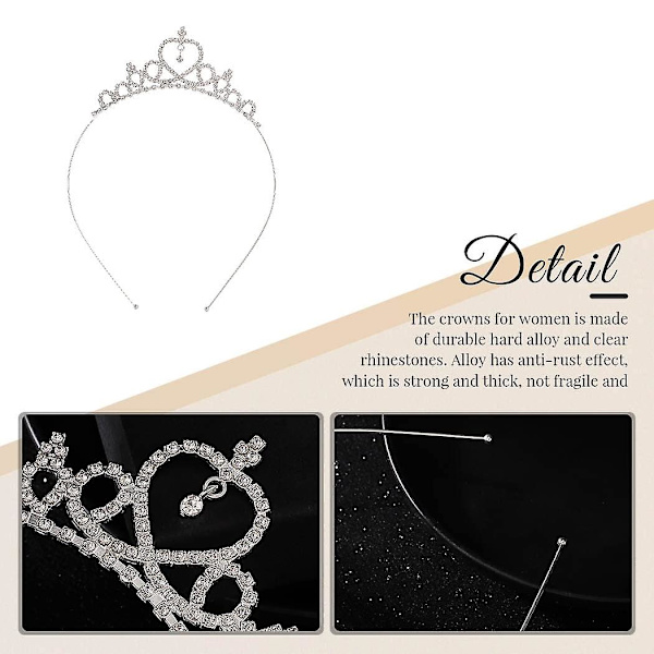 Jentetiaraer og kroner Sølv Prinsesse Tiara Rhinestone Bursdagsfest Krone Krystall Pynt Tiaraer Hodeplagg for Kvinner og Jenter,WZ-1512R