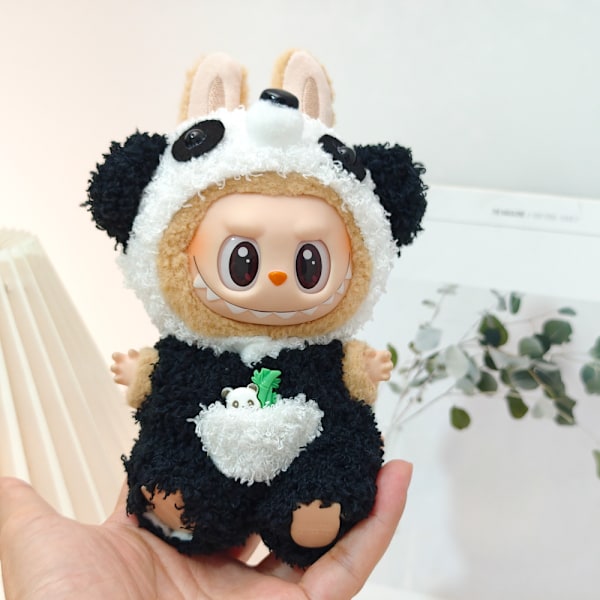 [HH] 17cm Labubu Docka Kläder Tillbehör Set Mini Docka Kostym Gåva Röd Liten Svan Panda Jumpsuit Uppsättning för DIY Samlare style 15