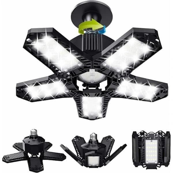 HA-- LED garasjebelysning - 120 W - 12000 lm - Verkstedlampe - Formbare taklamper - E26/E27 paneler - 1 lampe