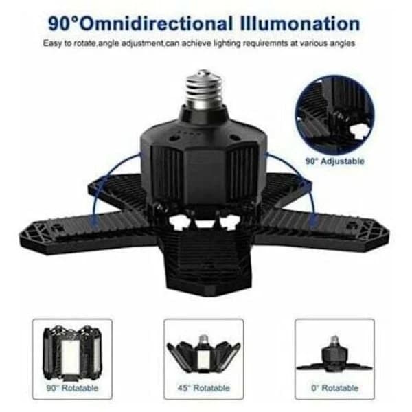 HA-- LED garasjebelysning - 120 W - 12000 lm - Verkstedlampe - Formbare taklamper - E26/E27 paneler - 1 lampe