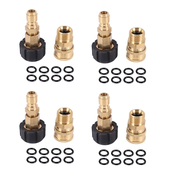 4x trycktvättsadapterset, snabbkoppling, m22 14mm vridbar-m22 metrisk koppling, m22-14 vridbar+3/8