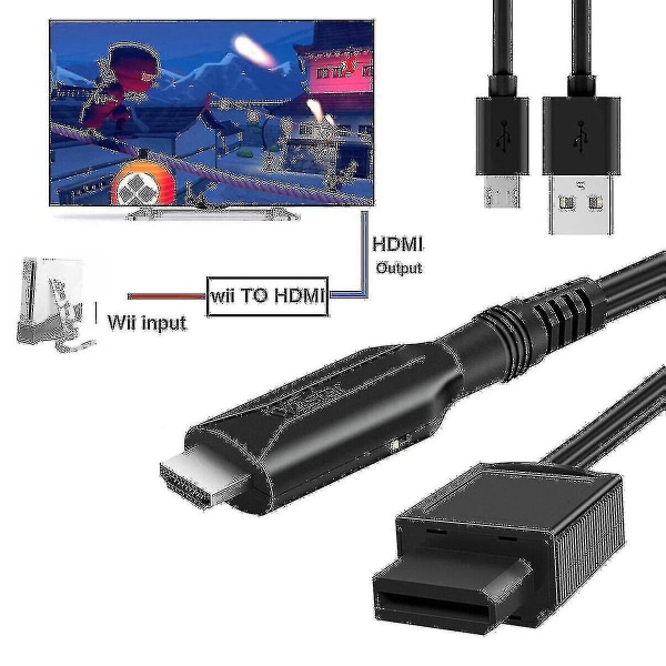 Hd Wii till Hdmi Adapter Konverter Med Usb-kabel Hög Hastighet Spel Konvertering Sladd lin