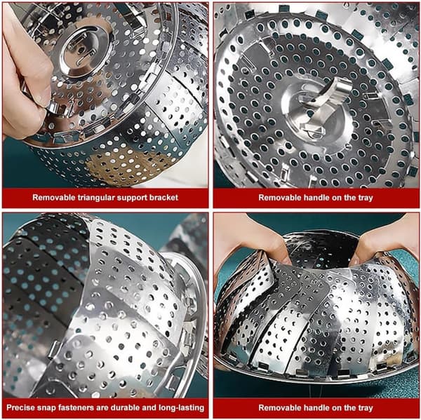 Dampkurvinnsats, utvidbar grønnsaksdamper, 18-27 cm, for kjøkkenmatlaging og måltidsforberedelse
