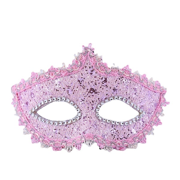 Handmålad mönstrad mask - 1 st, PVC + handmålad design, rosa