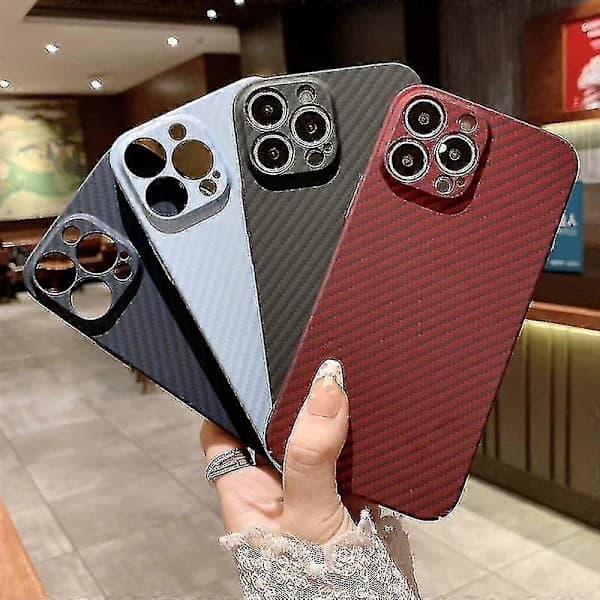 För iPhone 12 Pro Max Kevlar Kolfiber Textur Skyddande Mobiltelefonskal