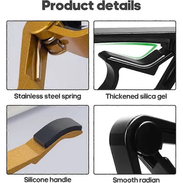 Ukulele Capo, Gitarr Capo för Akustisk Gitarr, Elgitarr, Folkgitarr, Bas, Ukulele, Banjo, Mandolin, Gitarrtillbehör, Svart