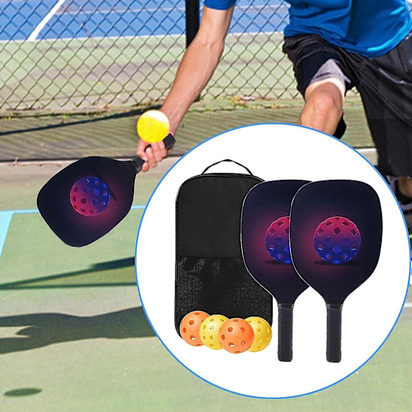 Professionelt sæt ketchere 1 bæretaske 4 pickleballs med komfortabelt greb træ til udstyr udendørs indendørs kvindetræning