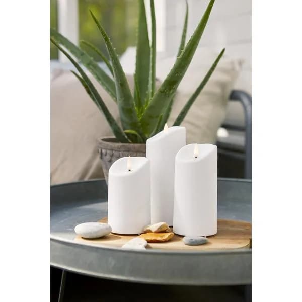 Bloklys LED med timer, hvid INDE/UDE White White 18 cm