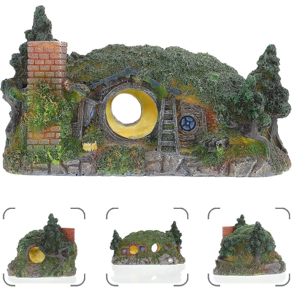 Simulert Hobbit-hus Kreativ Akvarium Ornament Harpiks Akvarium Ornament