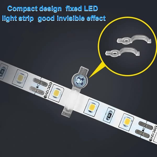 100 st LED-stripsfästen, anslutningsklämma för LED-strips