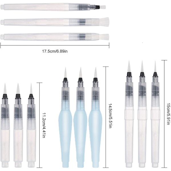 Akvarel Penselpenne Sæt, 24 Pakke Vandpenselpenne Genopfyldbare Aqua Malepensel Blæk Og Vand Bru