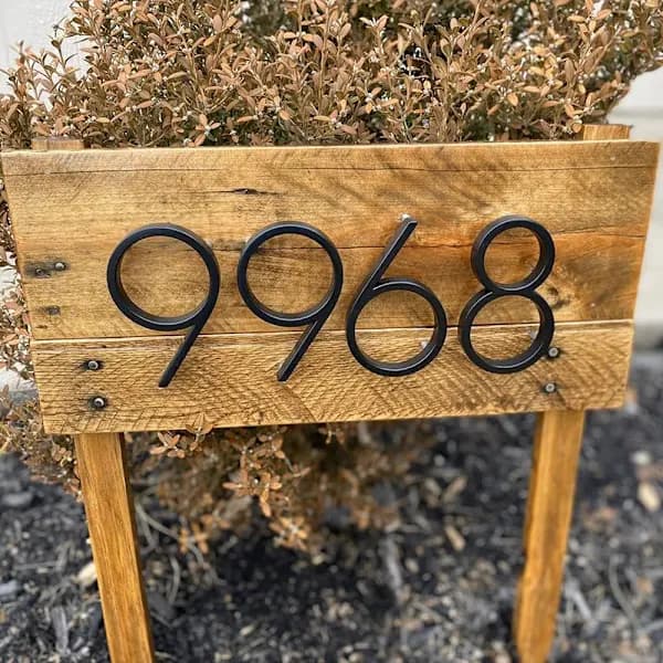 HA-Husnummer i rostfritt stål - 5, modernt trädgårdsdörr brevlådenummer