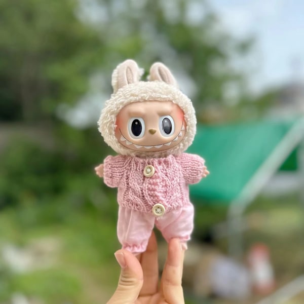 [HH] 17cm Labubu Popmarts Kläder och Accessoarer Docka Macaron Skjortset Stoppad Plysch Endast Kläder 17CM 12