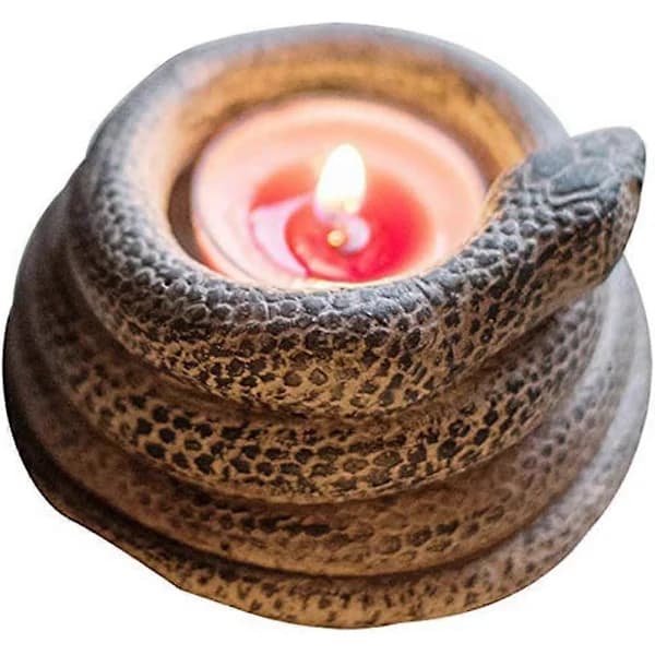 HA~3D Slingrad orm Resin Lysestake Lysholder Ornament Hjemmeinnredning