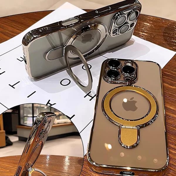 Magnetisk Skal til iPhone 16 Pro Max med Usynligt Stativ [Militær Beskyttelse][Kompatibelt med MagSafe] Fuld Kamerabeskyttelse Blød TPU til iPhone