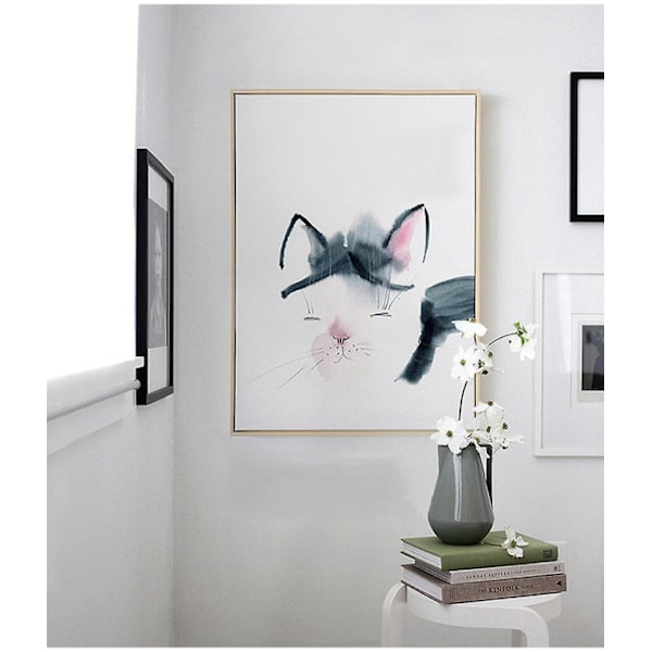 Wekity Katter, Flamingos och Älgar Väggkonst Canvas Tryck Affisch, Enkelt Mode Vattenfärg Konst Ritning Dekor för Hem Vardagsrum Sovrum Kontor och Barn