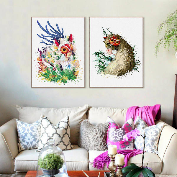 Wekity Forest Princess Wall Art Canvas Print Poster, Simple Fashion Watercolor Art Drawing Decor for Home Living Room Bedroom Office and Children's Ro