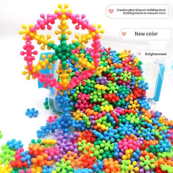 Børn 3D Roterbar Blommeblomst Byggeklodser Mursten Legetøj DIY Samling Snefnug 150 Stykker i Æske