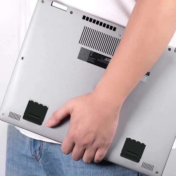 Sæt med 2 vita mini computerstativer, usynligt computerstativ, sammenklappeligt computerstativ, letvægtsstativ, egnet til tastaturplader og bærbare da...