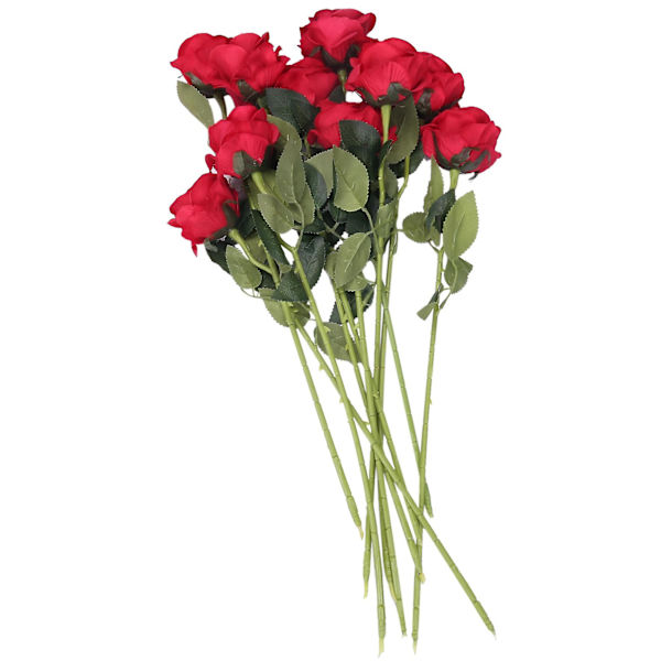 10 stk Latex Real Touch Dekor Silkeblomster Blomster Bryllupsbukett Hjemmefest Blomstermørkerød