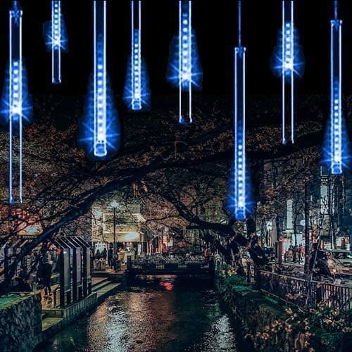 {HH} Oppgraderte meteorregnlys, lysslynger IP65 vanntette julelys med 30 cm rør, 1 rør