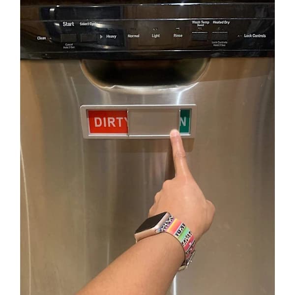 Rengör smutsig skylt diskmaskinsmagnet diskmaskin skylt ren smutsig skylt för kylskåpsdekor Silver