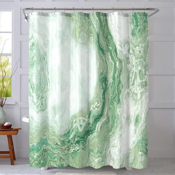 Duschdraperi - Vattentätt Badrumsförhänge - Salviagrön Marmor - 180x180 cm - Polyester