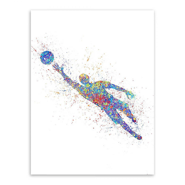 Wekity Sports Fodbold Wall Art Lærredstrykplakat, Enkelt Mode Vandfarve Kunsttegning Dekor til Hjem Stue Soveværelse Kontor og Børneværelse