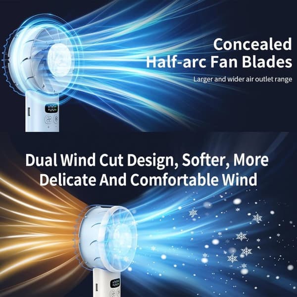 Håndholdt ventilator - Håndholdt ventilator med kølefunktion - 5000mAh batteri - 1 stk