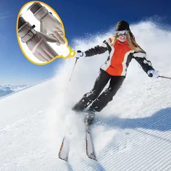 Vinter skihandsker til mænd og kvinder udendørs ridning vandtætte skridsikre touchscreen varme Grå Shape2