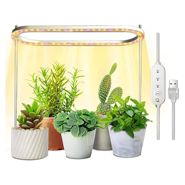 Växthusljus för inomhusväxter, Fullspektrum LED 50 Växthuslampor med gula lampor, Höjdjusterbar