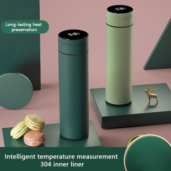 480 ml Termos Vannflaske med Temperaturdisplay i Rustfritt Stål Blå