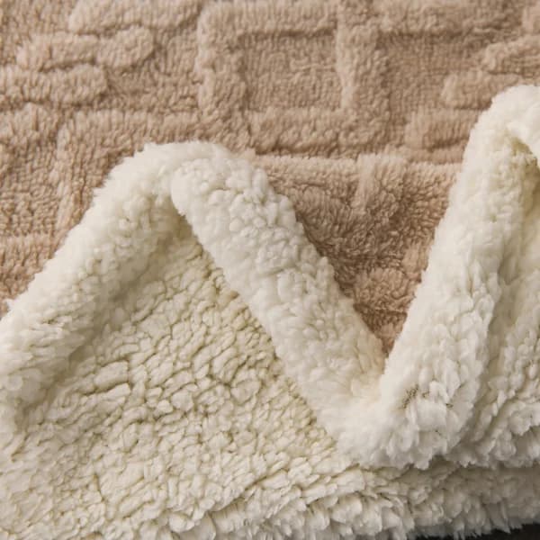 Vinterkoselig Teppe Fluffy Sofatrekk 100 x 150 cm Lys Kamel Hvit, Mykt & Varmt Teppe som Sofateppe Sengteppe Teppe Plysj Tykk