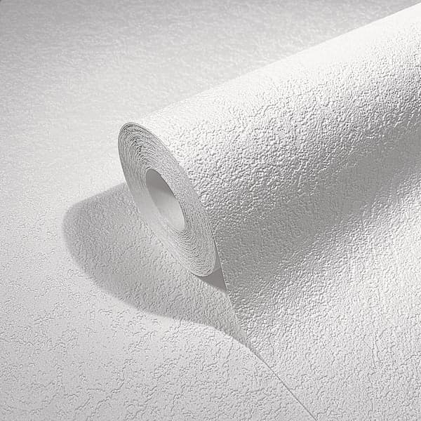 HA~Skummad Vinyltapet Putseffekt - 10m x 0.5m - IXPE Ljudreducering - För Vardagsrum Sovrum - Vit