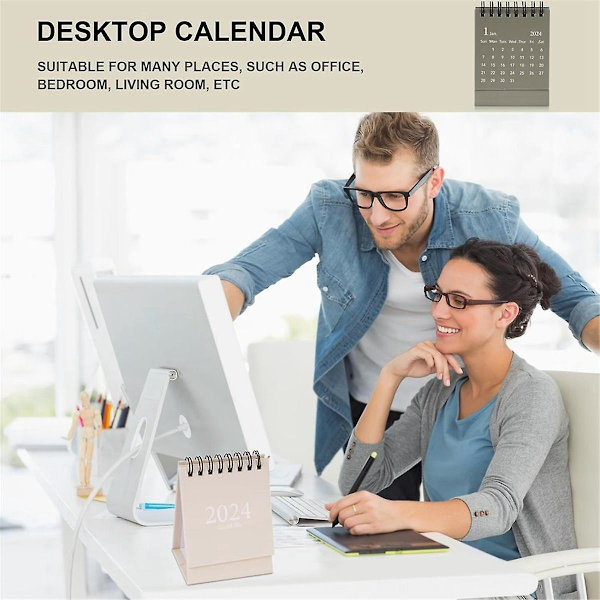6 stk. Mini skrivebords kalender 2024, Mini skrivebords kalender 2023-2024 - Løper fra oktober 2023 til desember 2024, Sm