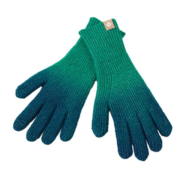 Dame Vinter Touchscreen Uld Magiske Handsker Varme Strikkede Touchscreen Gradient Farve Åbne Fingerhandsker Foret til Kvinder Grøn