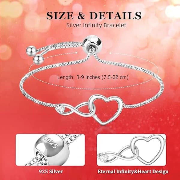 HA-inity Armbånd for Kvinner, Sølvarmbånd for Kvinner inity Armbånd Sølvsmykker for Kvinner, Justerbart Sølvarmbånd for Damer