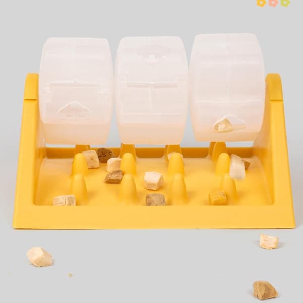 Hundefoderdispenser Puslespil, Interaktivt Langsomt Foderlegetøj, Holdbart PP, Til Små Og Mellemstore Hunde, Gul, 21 × 13 × 8 cm