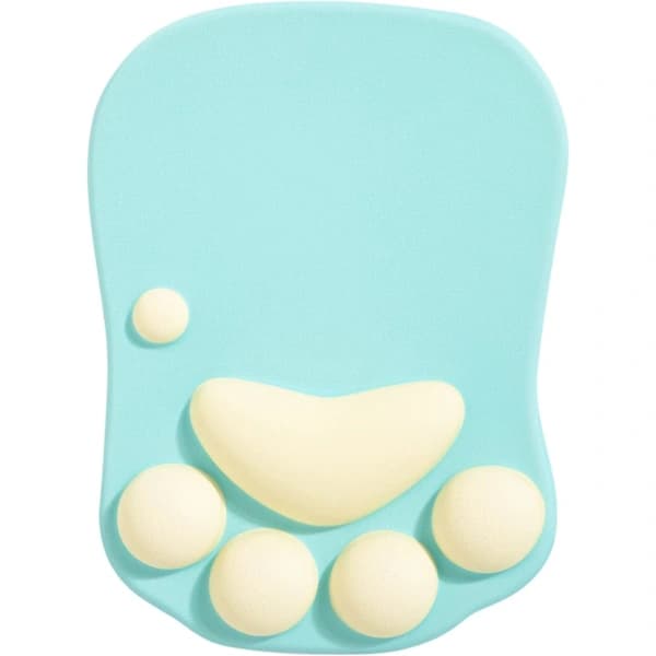 HA~Musematte med kattepote, Ergonomisk musematte, Silikon Gel Musematte, Søt musematte, Kawaii musematte, for hjem/kontor/spill, Musematte Grønn & Gul