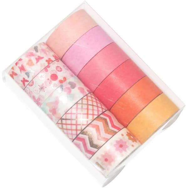 12 Rullar Washi Tejp Set Maskering Dekorativ Tejp (Rosa Mix)