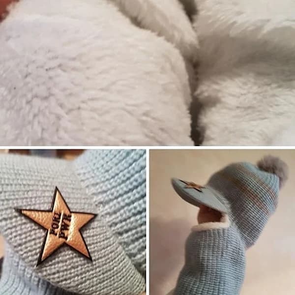 Vintervarm strikket fleece lue for barn med skjermhette E