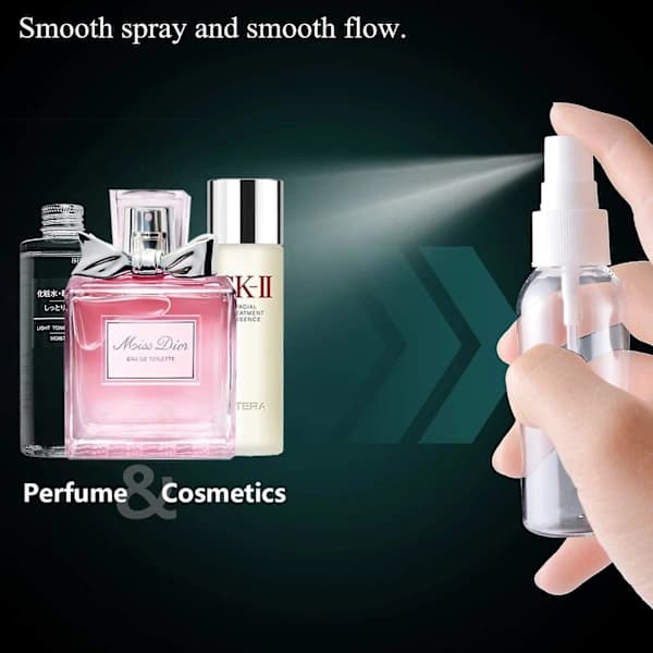 12 st sprayflaskor, transparenta tomma fina dimspray plastflaskor mini reseflaskor set, små påfyllningsbara vätskebehållare 80ml