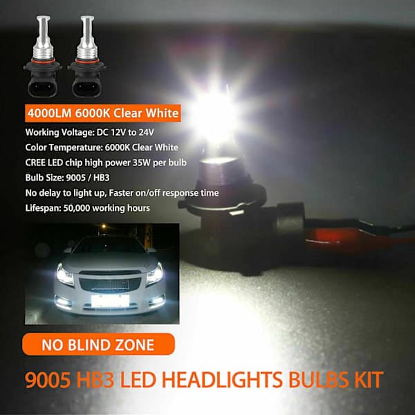 2 x 9005 HB3 LED bil dimljus, LED främre dimljus