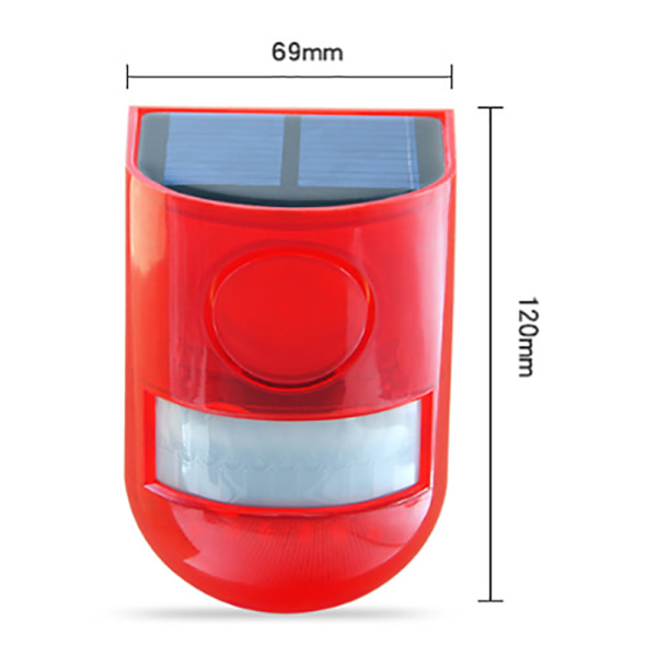 Soldrivet LED-larmljus - 1 stycke, bredd 69 mm, höjd 120 mm, metall + ABS