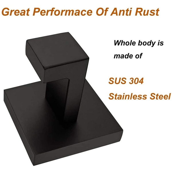 Svart handdukskrok Set med 2 väggmonterad SUS304 rostfritt stål
