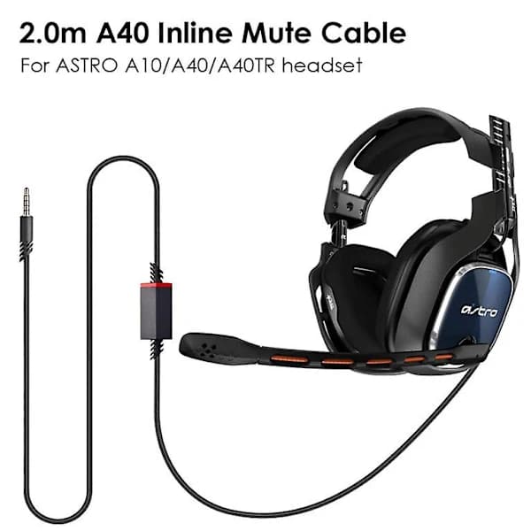 Erstatningskabel for headset, for Astro A10/A40 spillheadset 2 meter