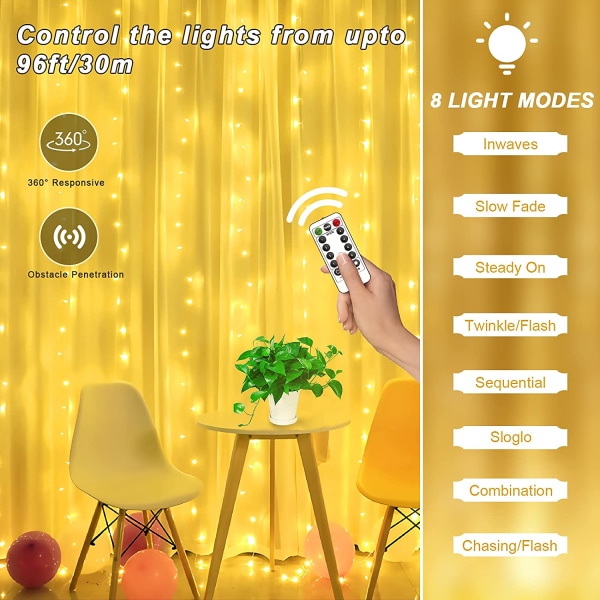 Gardinljus med 300 lysdioder - Fairy Light