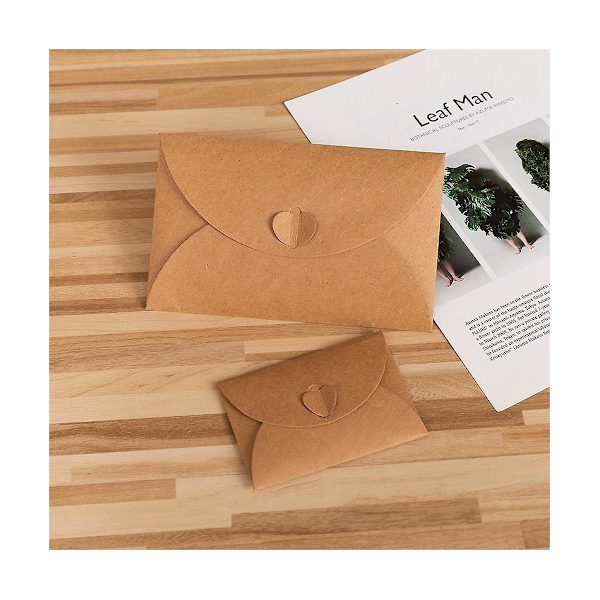 100 stk Kraft Mini Konvolutter Brun Kraft Konvolutter For Gavekort Og Visitkort 103x70mm